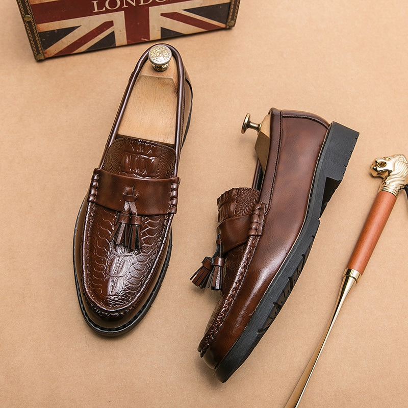 Atmungsaktive Leder-Loafer mit Quasten für Herren