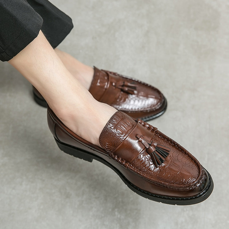 Atmungsaktive Leder-Loafer mit Quasten für Herren