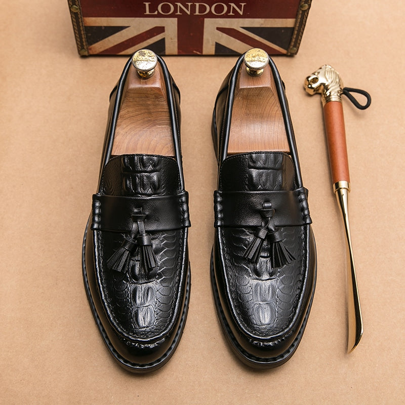 Atmungsaktive Leder-Loafer mit Quasten für Herren