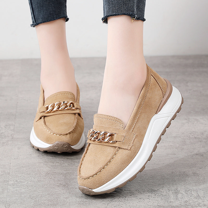 Loafer-Sneaker mit Plateausohle in Wildleder-Optik