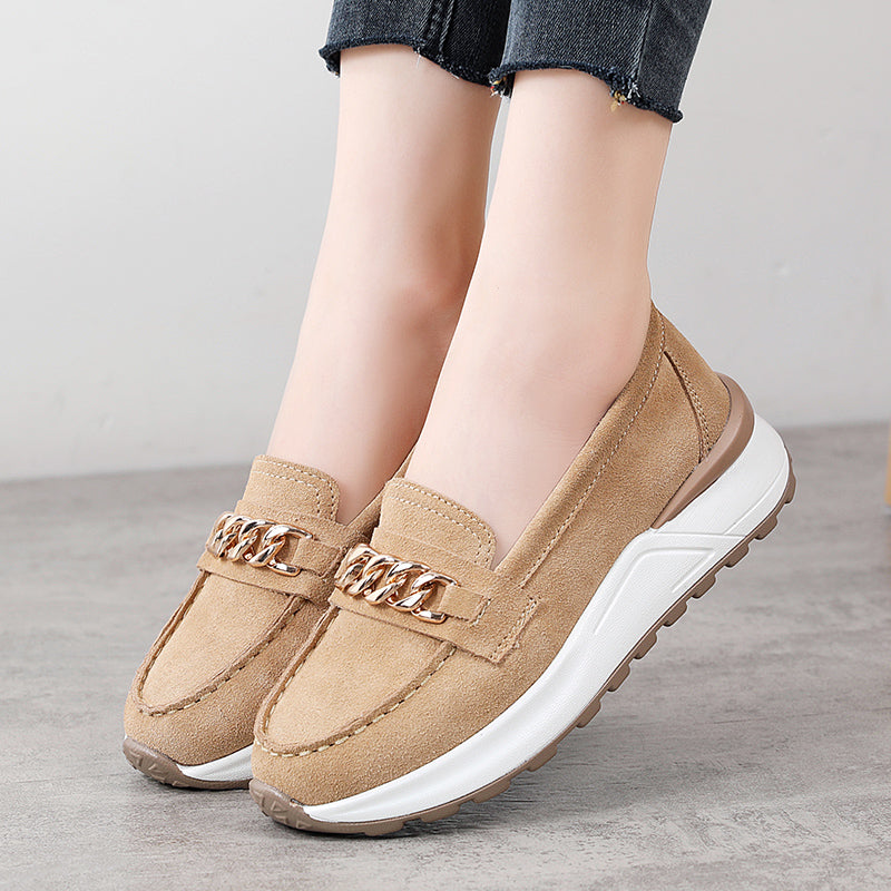 Loafer-Sneaker mit Plateausohle in Wildleder-Optik