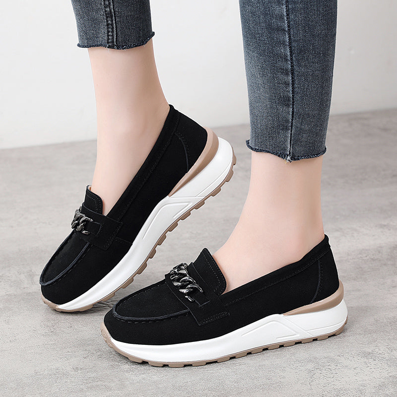 Loafer-Sneaker mit Plateausohle in Wildleder-Optik