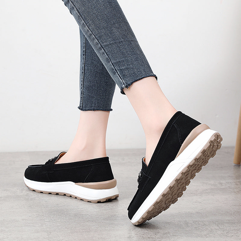 Loafer-Sneaker mit Plateausohle in Wildleder-Optik