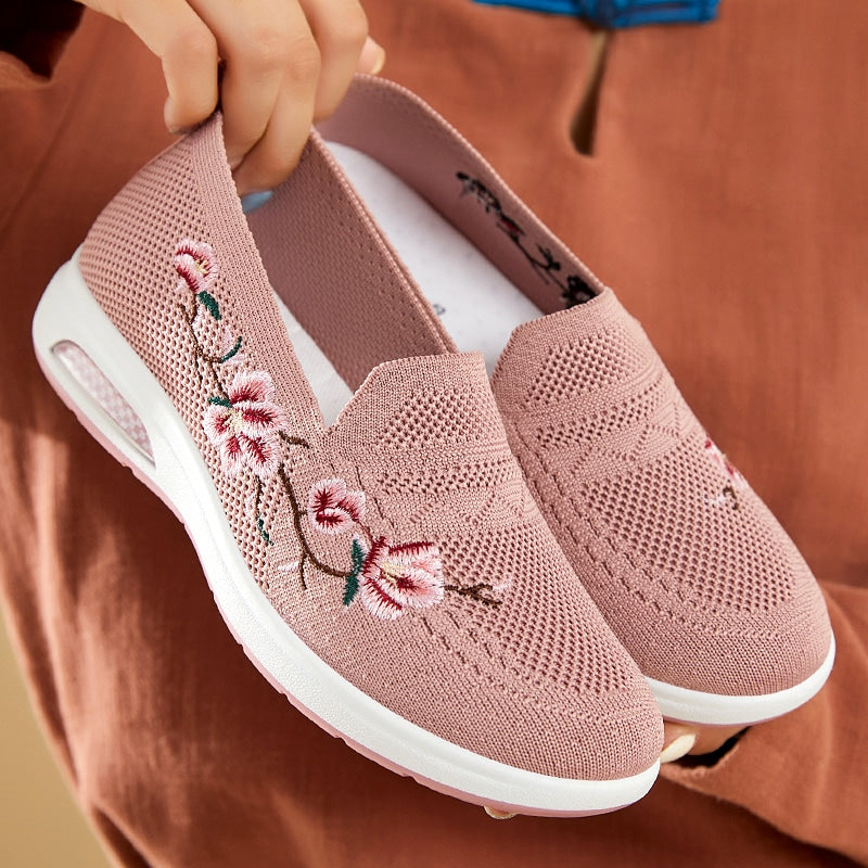 Sommer-Loafer mit bestickten Blumen für Damen