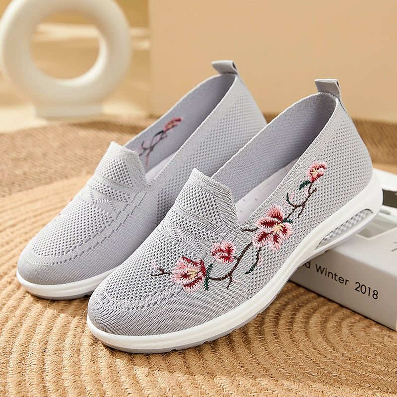 Sommer-Loafer mit bestickten Blumen für Damen