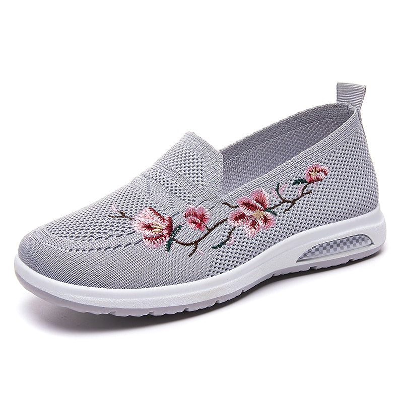 Sommer-Loafer mit bestickten Blumen für Damen