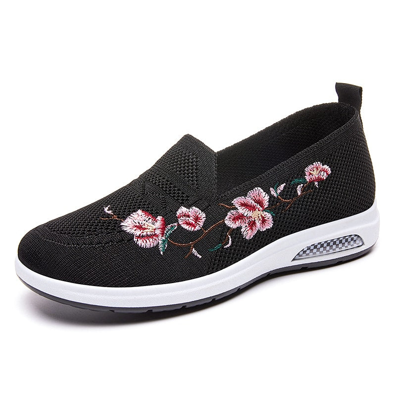 Sommer-Loafer mit bestickten Blumen für Damen