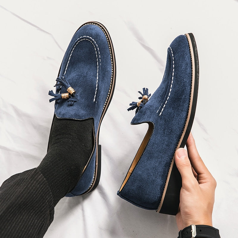 Italienische blaue Loafer in Wildlederoptik für Herren