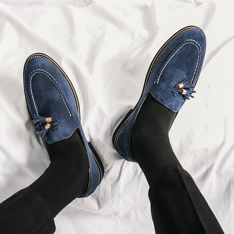 Italienische blaue Loafer in Wildlederoptik für Herren