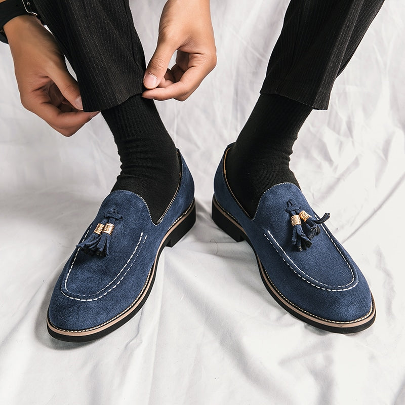 Italienische blaue Loafer in Wildlederoptik für Herren