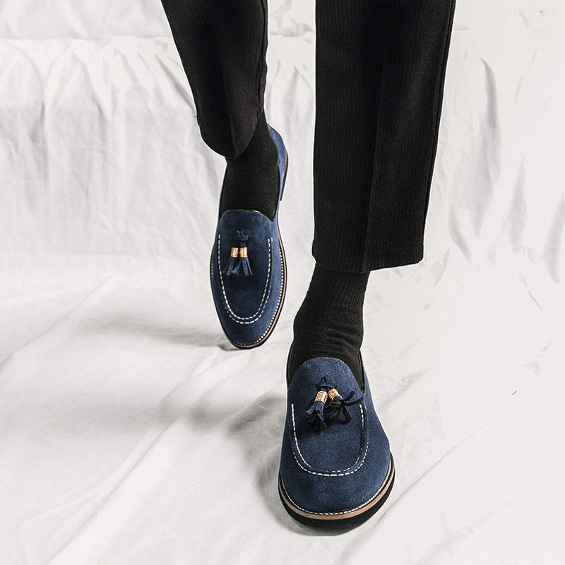 Italienische blaue Loafer in Wildlederoptik für Herren