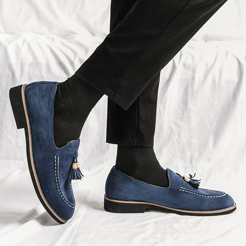Italienische blaue Loafer in Wildlederoptik für Herren