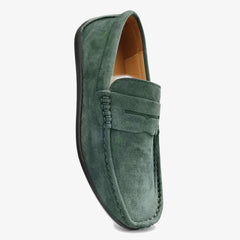 Blaue Herren Wildleder-Loafer mit Penny-Steg, Grün
