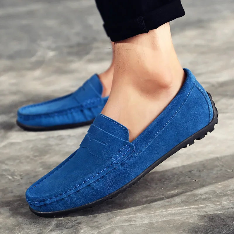 Herren Wildleder-Loafer mit Penny-Steg in Dunkelblau