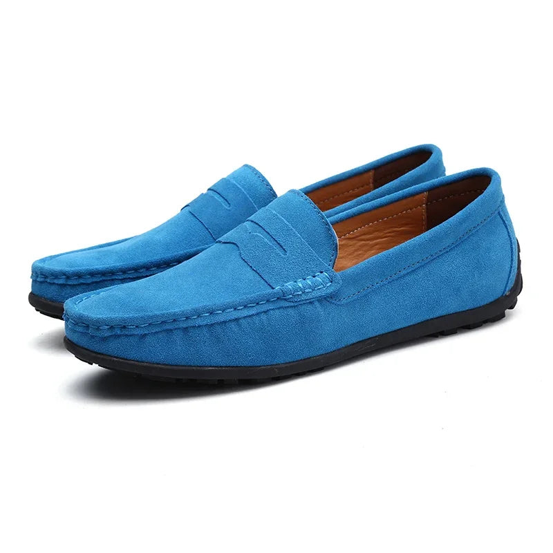 Herren Wildleder-Loafer mit Penny-Steg in Blau