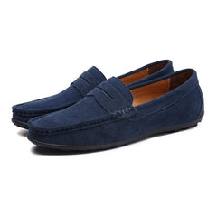 Blaue Herren Wildleder-Loafer mit Penny-Steg, Marineblau