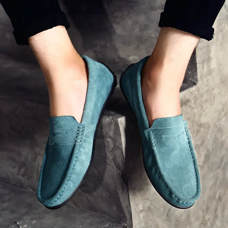 Herren Wildleder-Loafer mit Penny-Steg in Grün