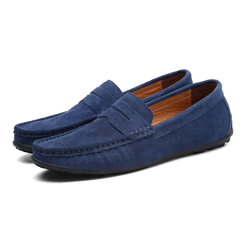 Herren Wildleder-Loafer mit Penny-Steg in Dunkelgrün