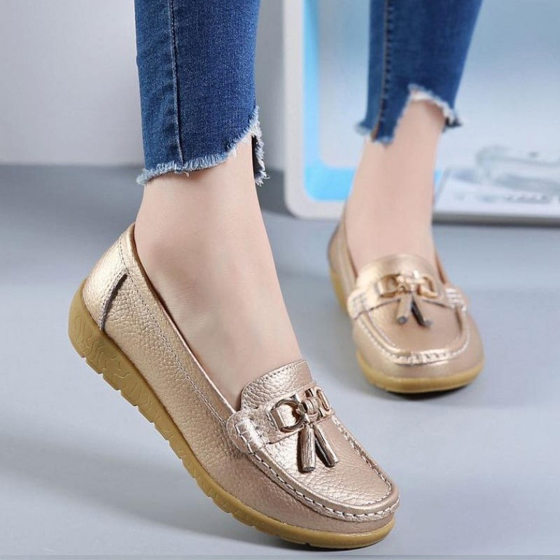 Damen Loafer mit Quasten im Bootsschuh-Stil