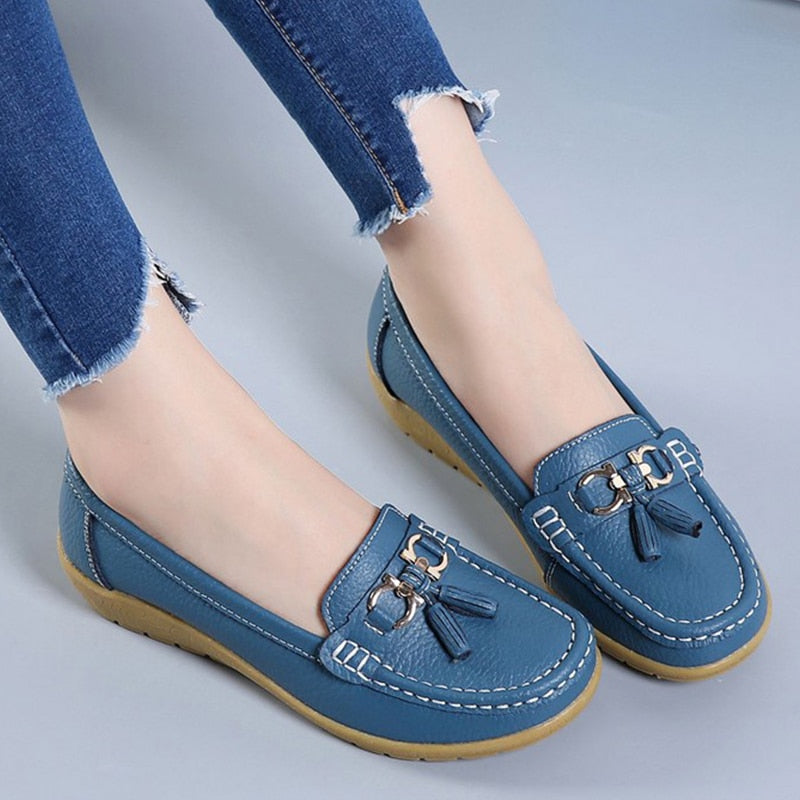 Damen Loafer mit Quasten im Bootsschuh-Stil