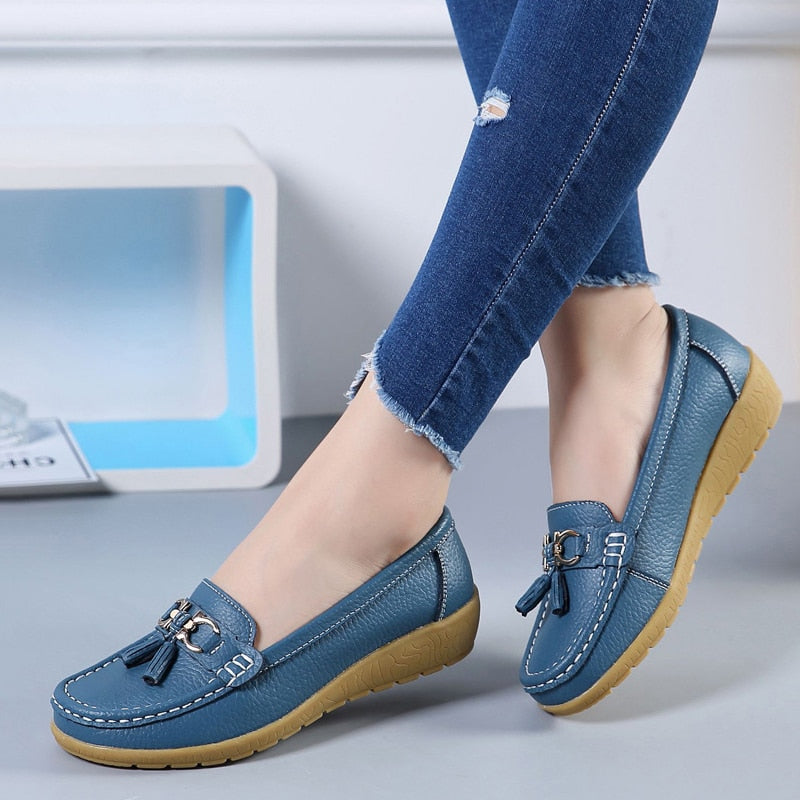 Damen Loafer mit Quasten im Bootsschuh-Stil