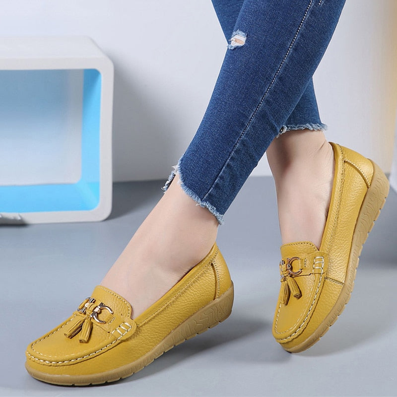 Damen Loafer mit Quasten im Bootsschuh-Stil