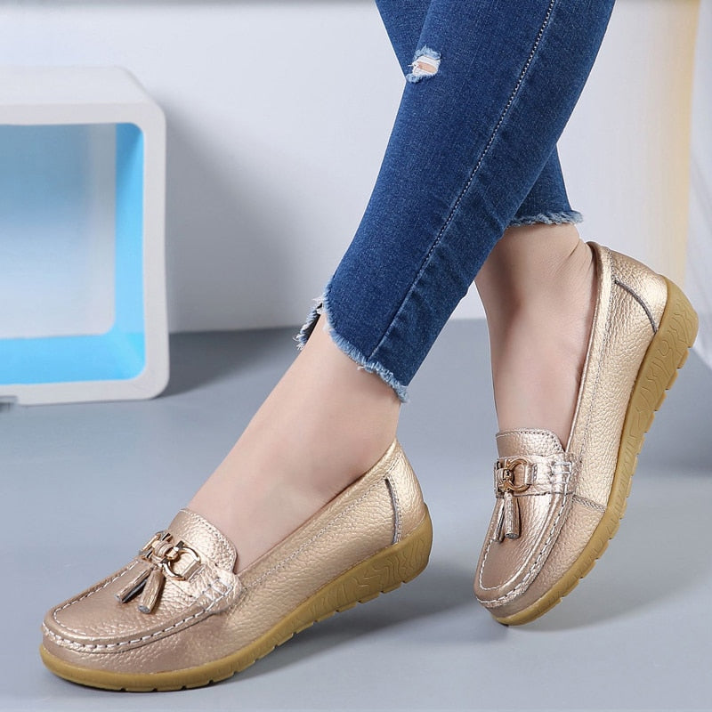 Damen Loafer mit Quasten im Bootsschuh-Stil