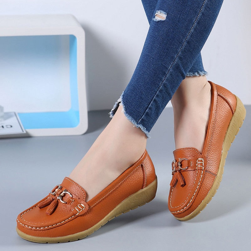Damen Loafer mit Quasten im Bootsschuh-Stil