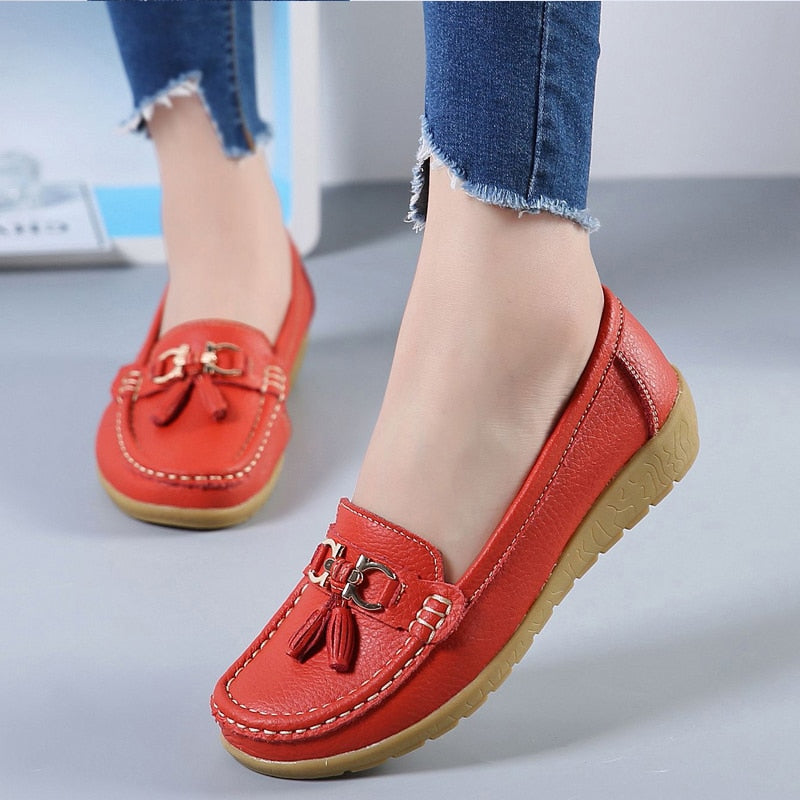 Damen Loafer mit Quasten im Bootsschuh-Stil