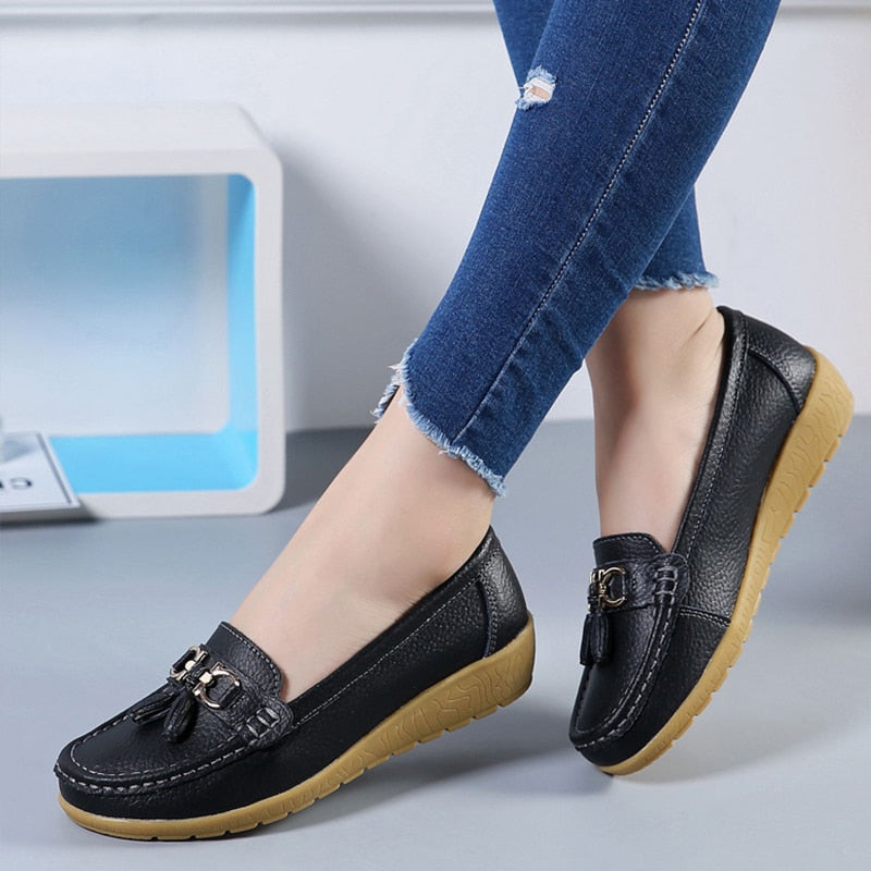Damen Loafer mit Quasten im Bootsschuh-Stil
