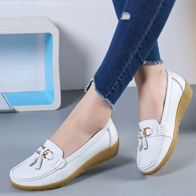 Damen Loafer mit Quasten im Bootsschuh-Stil