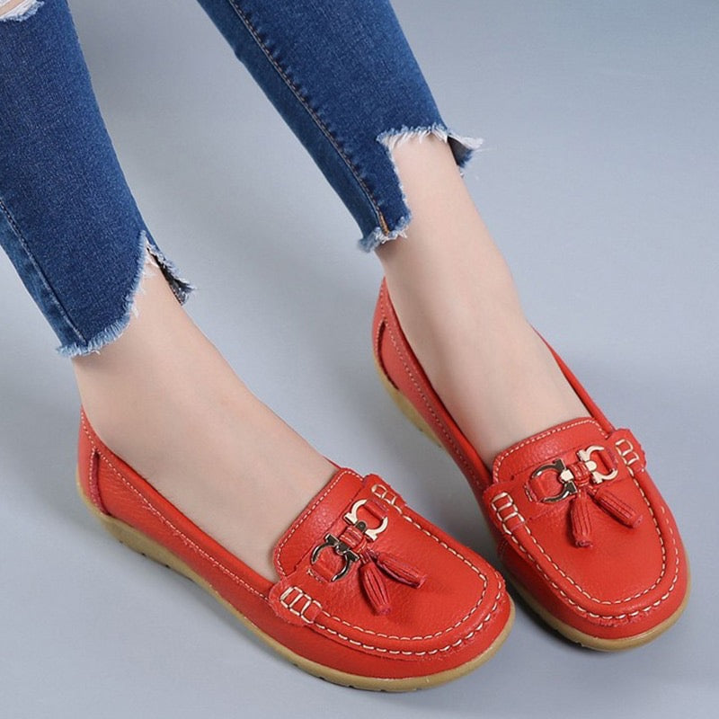 Damen Loafer mit Quasten im Bootsschuh-Stil