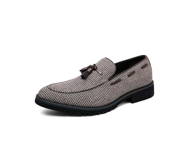 Karierte Quasten-Loafer in Braun und Weiß für Herren
