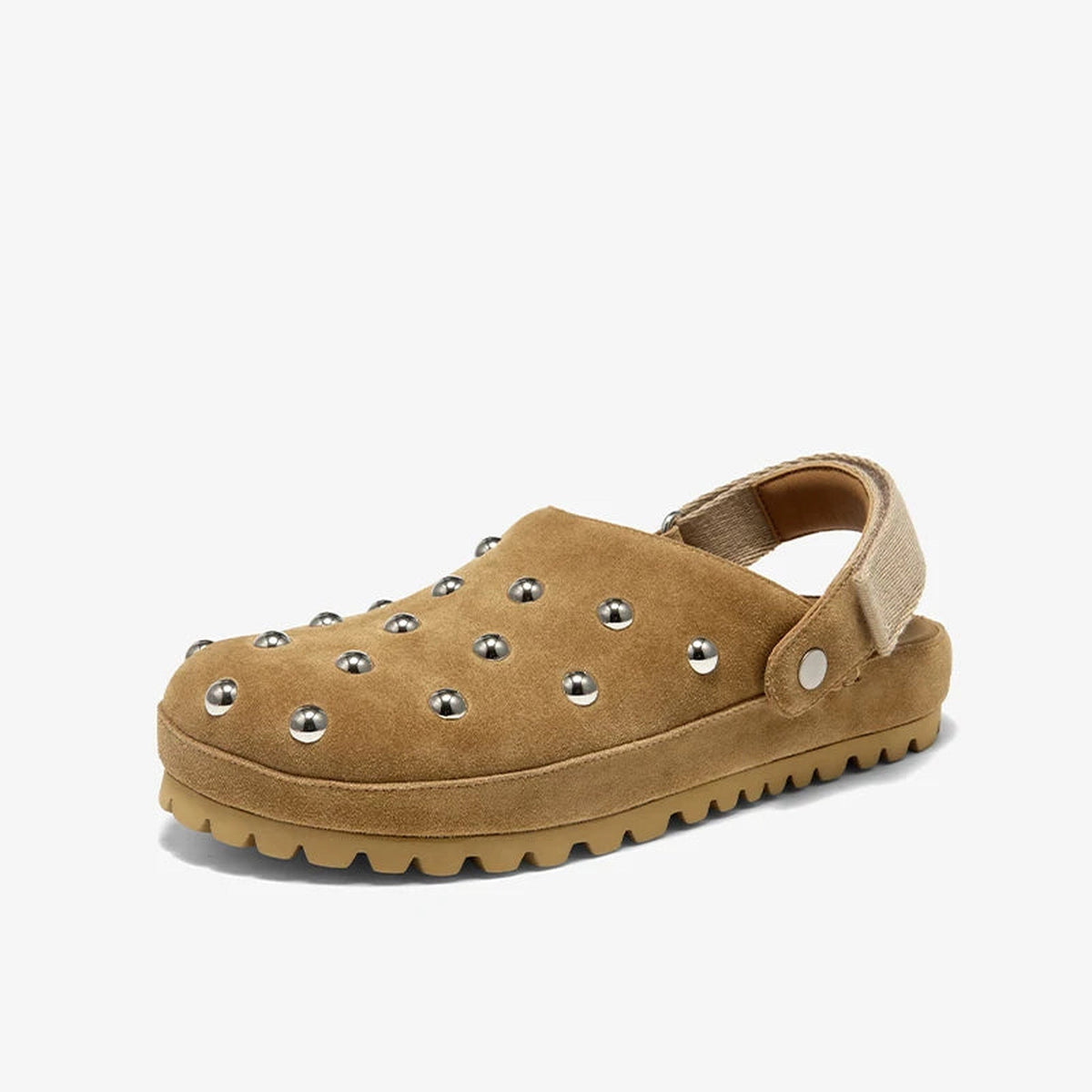 Damen-Clogs mit Nieten aus Veloursleder, Farbe Schwarz, Ansicht 3
