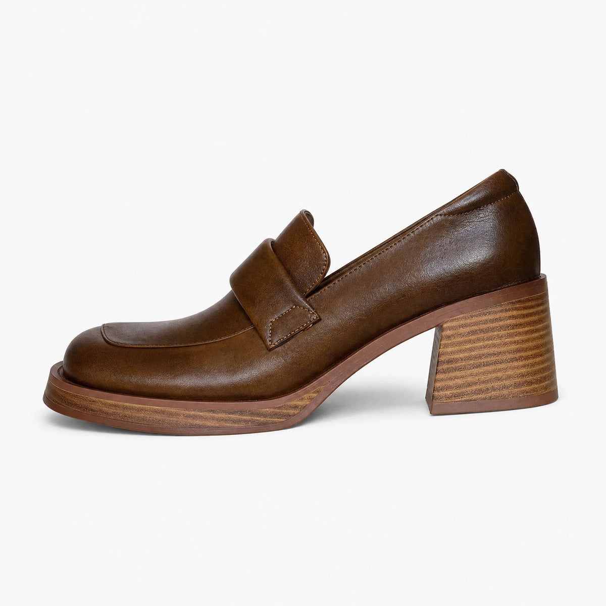 Damen-Loafer mit Blockabsatz und dicker Sohle in Schwarz, Ansicht 2