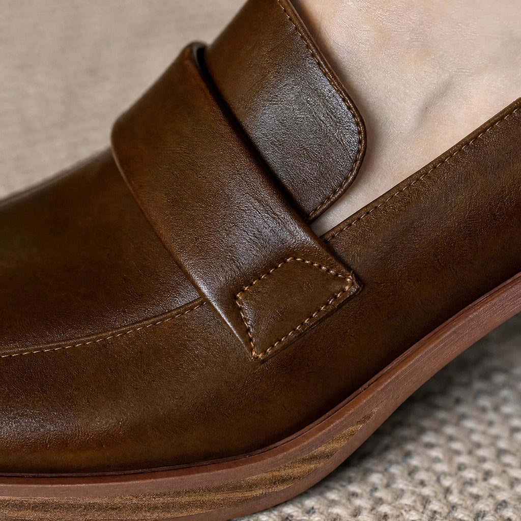Damen-Loafer mit Blockabsatz und dicker Sohle in Braun, Ansicht 3