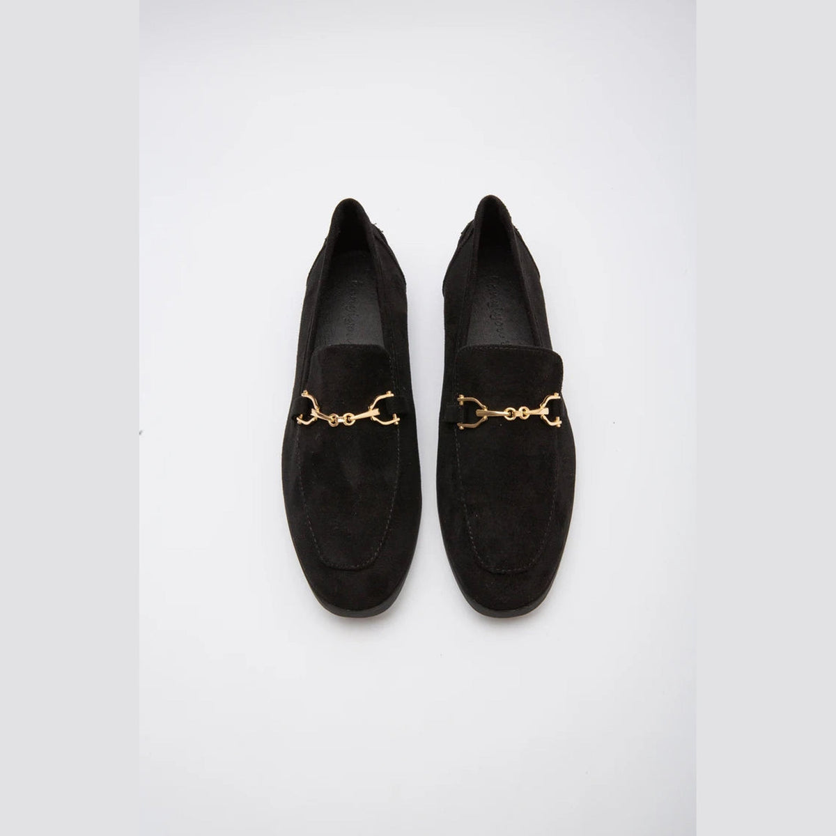 Damen Loafer mit goldener Horsebit-Spange in Schwarz