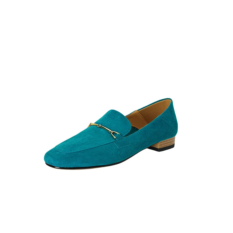 Damen Loafer mit goldener Schnalle in Schwarz