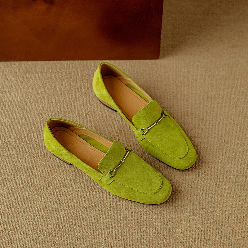 Damen Loafer mit goldener Schnalle in Türkis