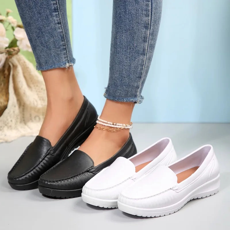 Damen-Komfort-Loafer mit weicher Sohle in Weiß, Ansicht 3