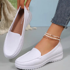 Damen-Komfort-Loafer mit weicher und leichter Sohle, Weiß