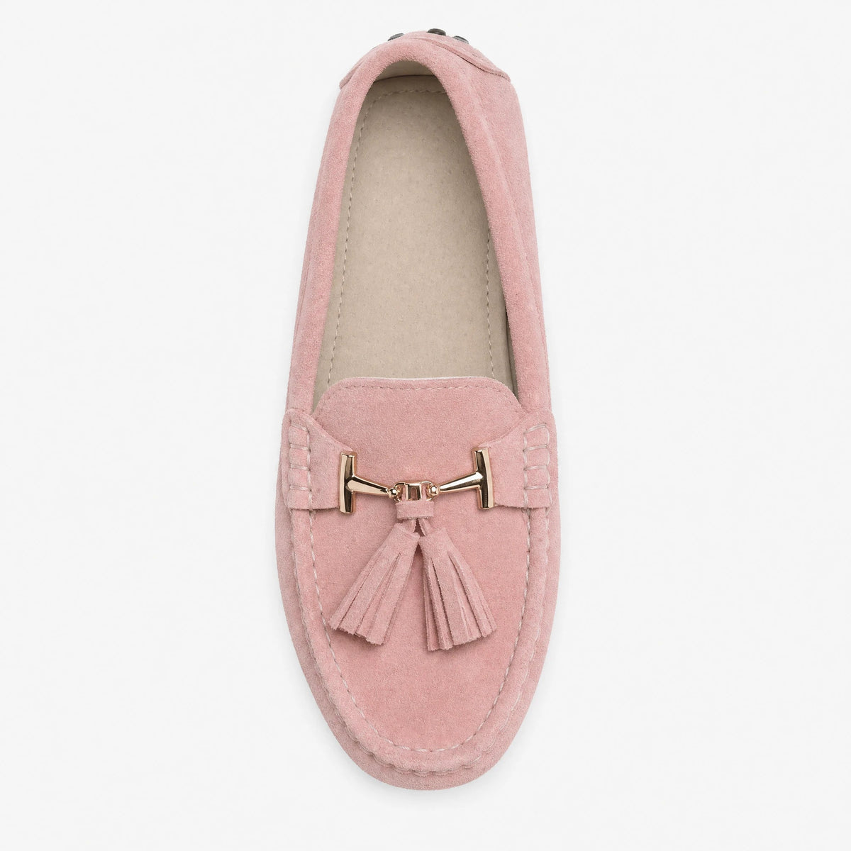 Damen-Loafer mit Quaste und goldener Schnalle aus Leder