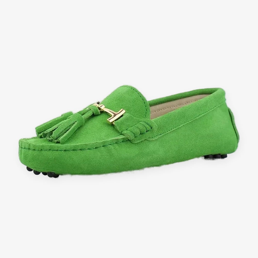 Damen-Loafer mit Quaste und goldener Schnalle aus Leder, Flieder, Ansicht 10