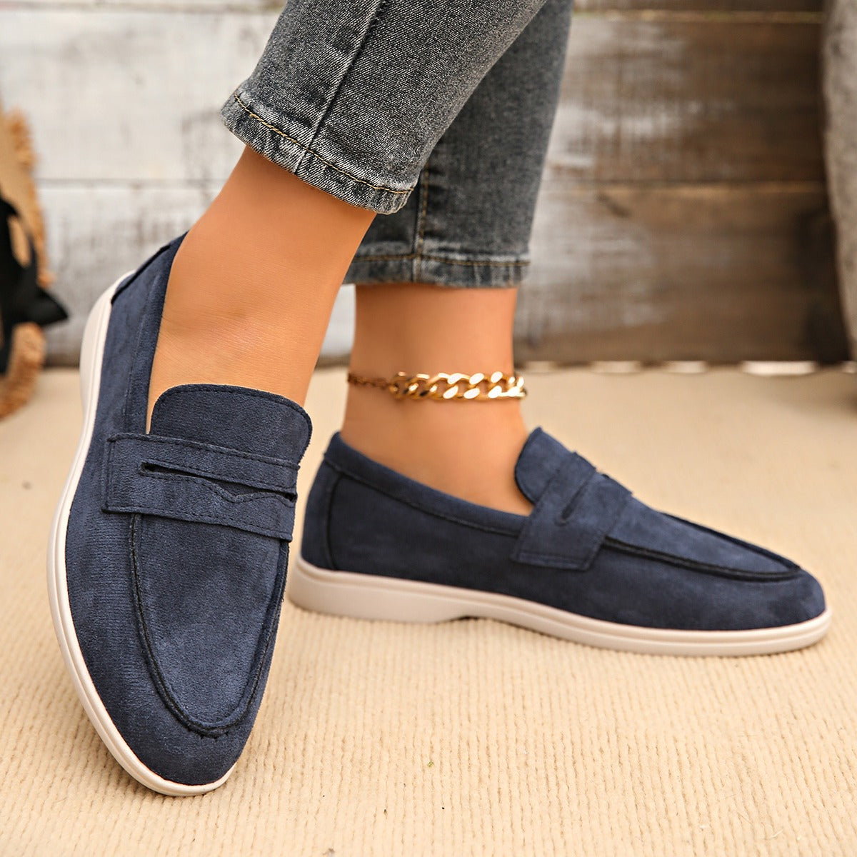 Damen-Loafer mit Spange und weißer Sohle, Schwarz, Ansicht 14