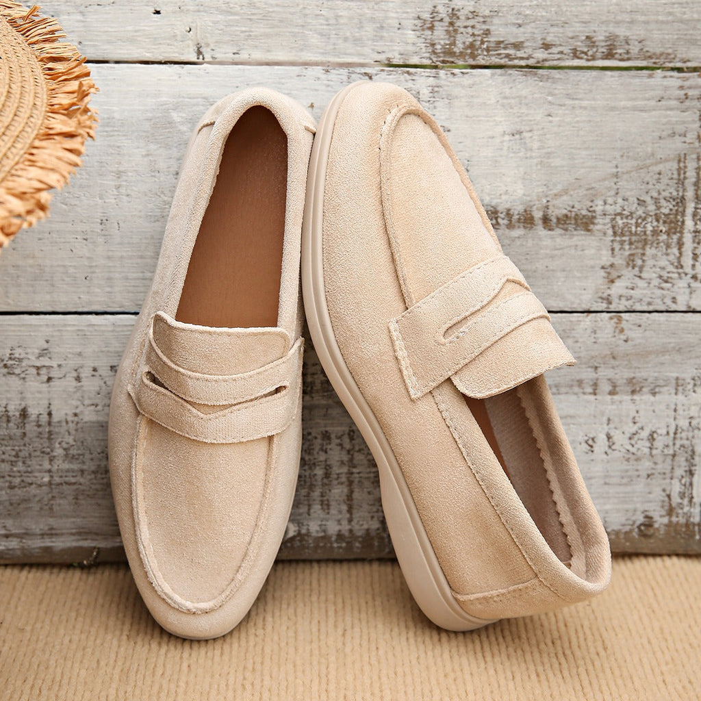 Damen-Loafer mit Spange und weißer Sohle, Beige, Ansicht 5
