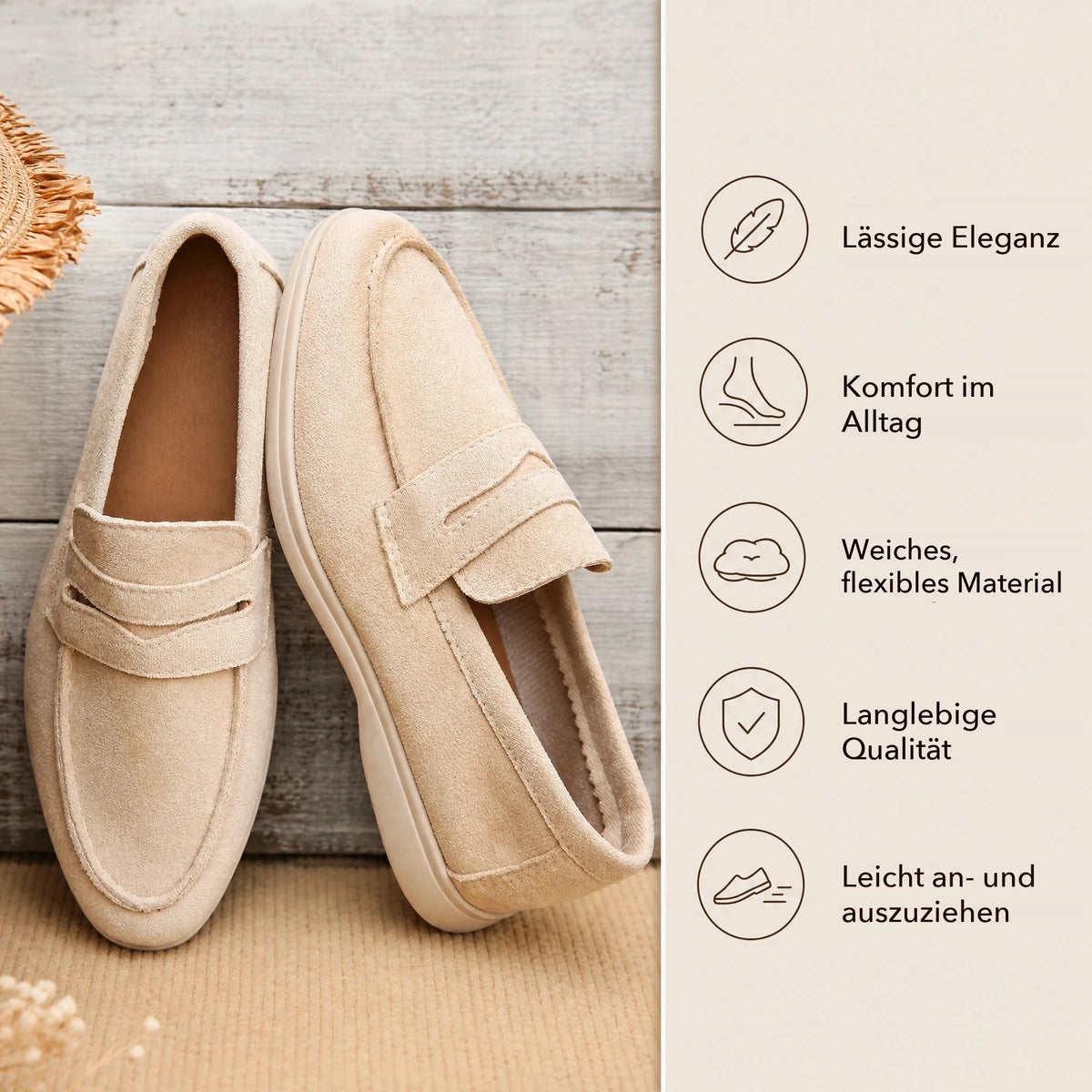 Damen-Loafer mit Spange und weißer Sohle, Beige, Ansicht 4 Bild