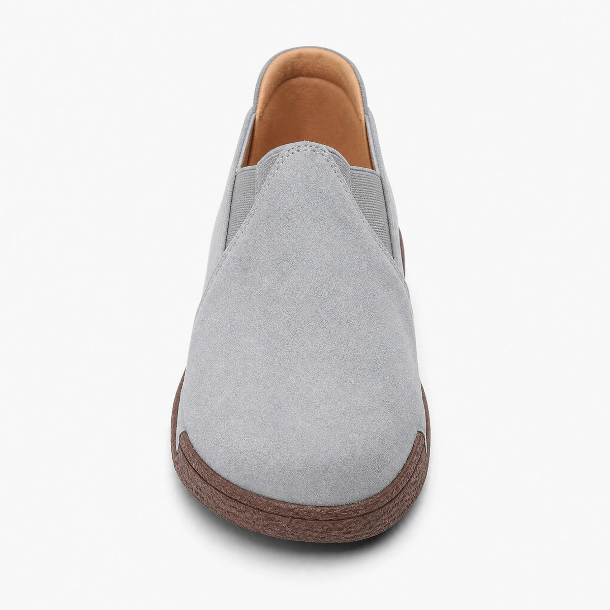 Damen-Loafer aus Veloursleder mit dicker Sohle in Braun, Ansicht 1