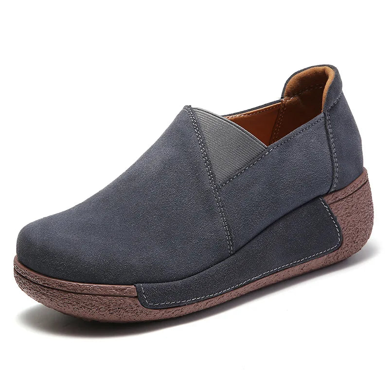 Damen-Loafer aus Veloursleder mit dicker Sohle in Hellgrau, Ansicht 10