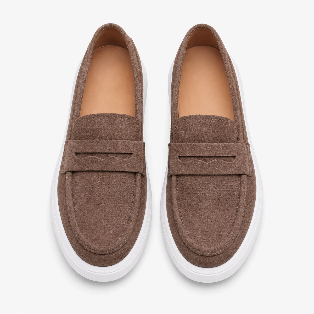 Damen Loafer dicke weiße Sohle in Beige, Gesamtansicht Bild