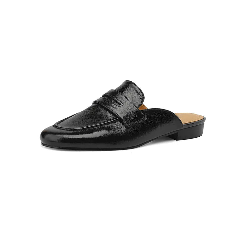 Damen-Penny-Loafer-Mule aus Leder, Farbe Gold, Ansicht 3